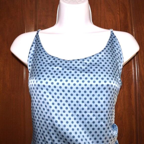The Westside Blue Silk Polka Dot Midi Slip Dress Size Medium Adjustable Straps - Picture 7 of 15